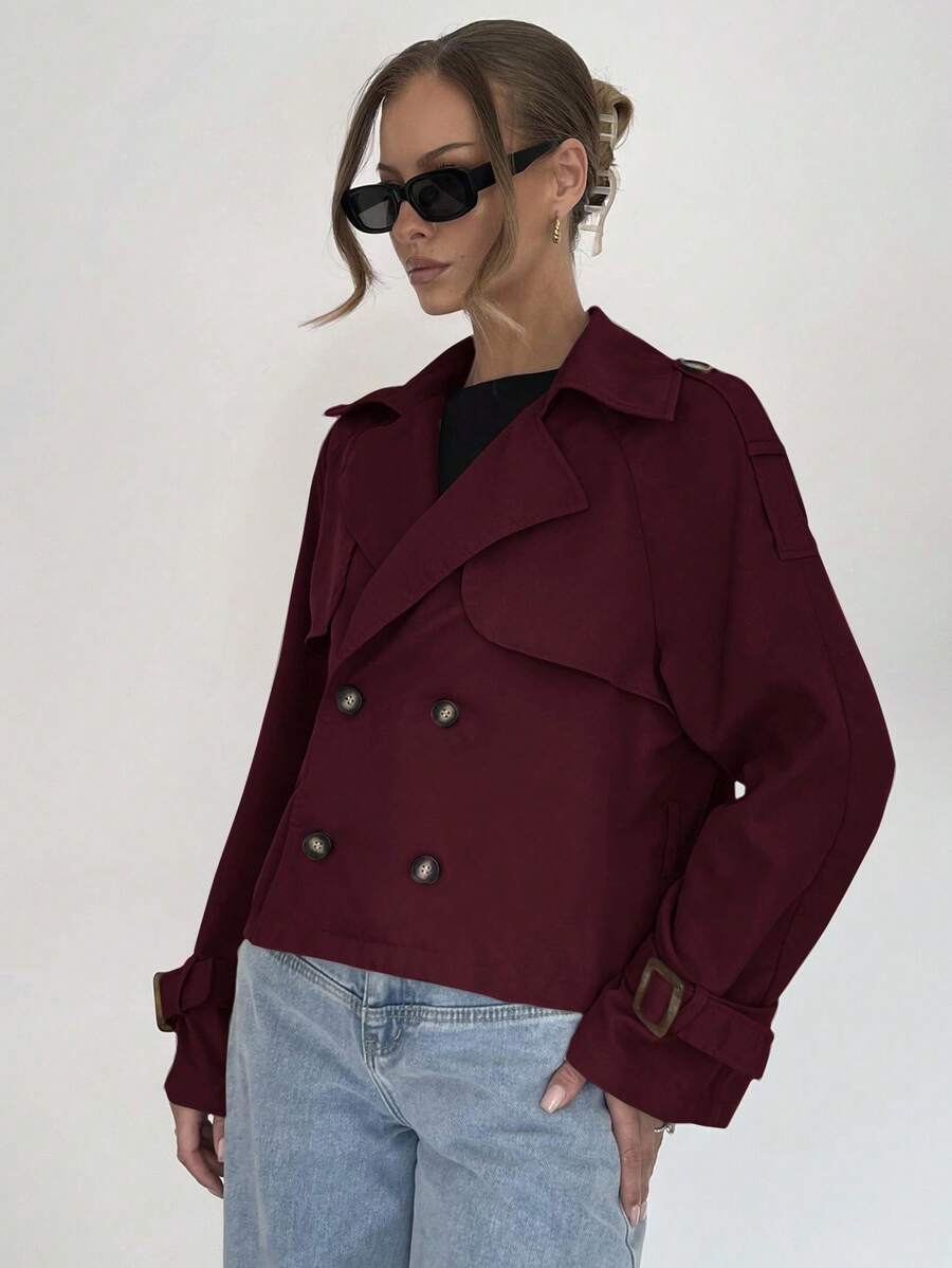 Women's casual double-breasted trench coat