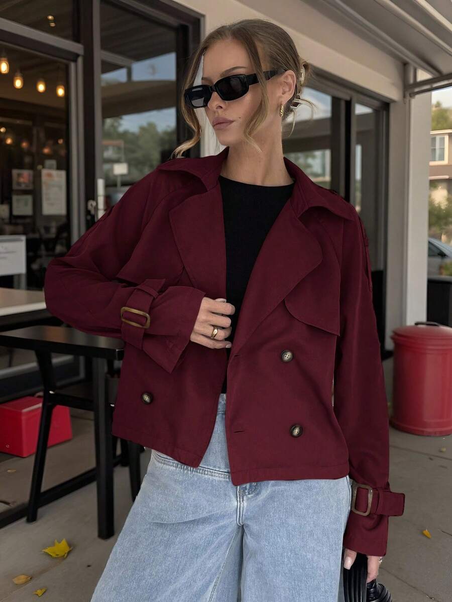 Women's casual double-breasted trench coat