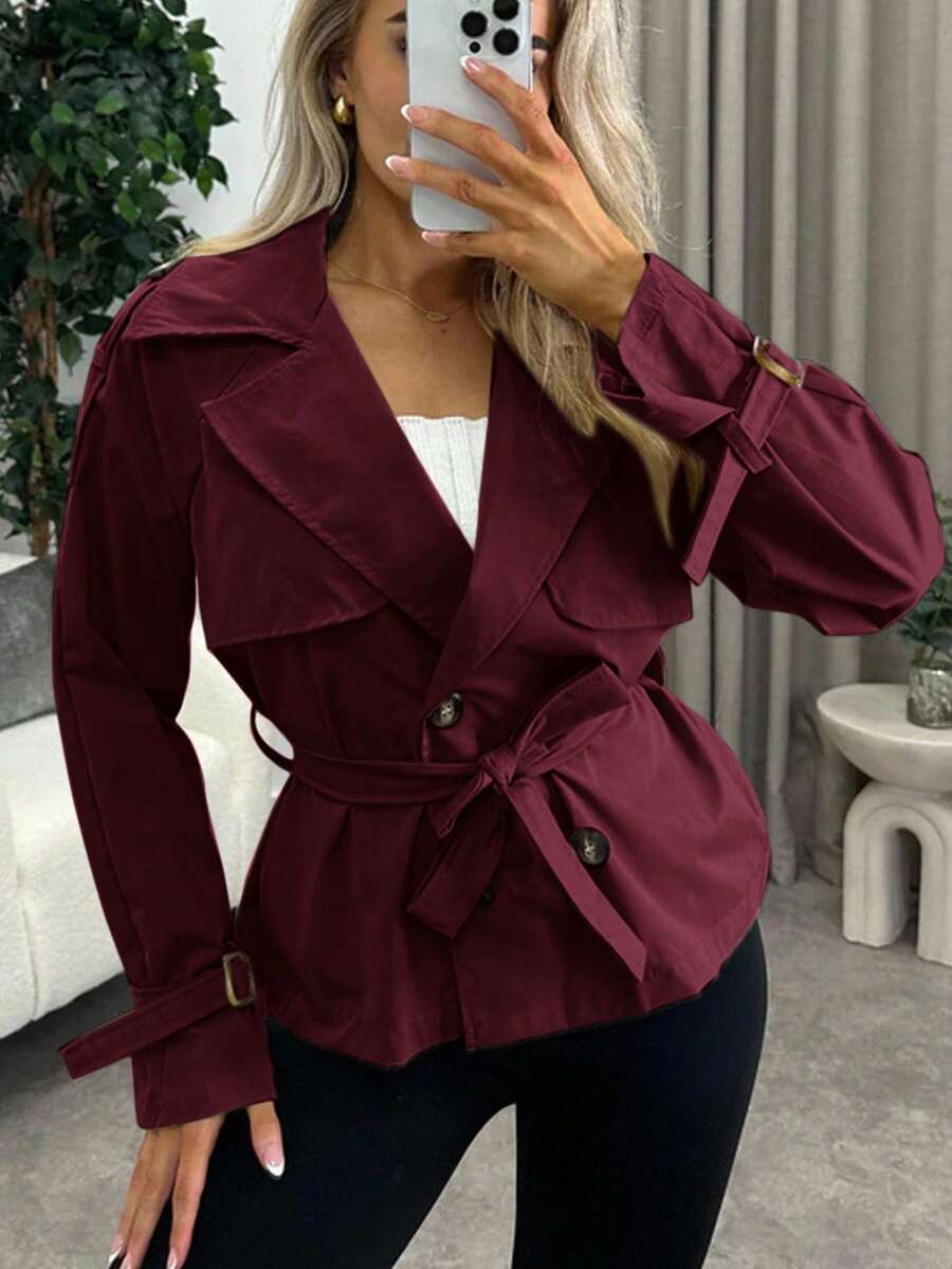 Women's casual double-breasted trench coat