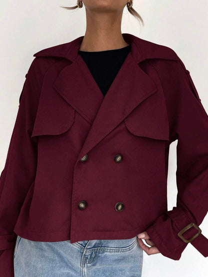 Women's casual double-breasted trench coat