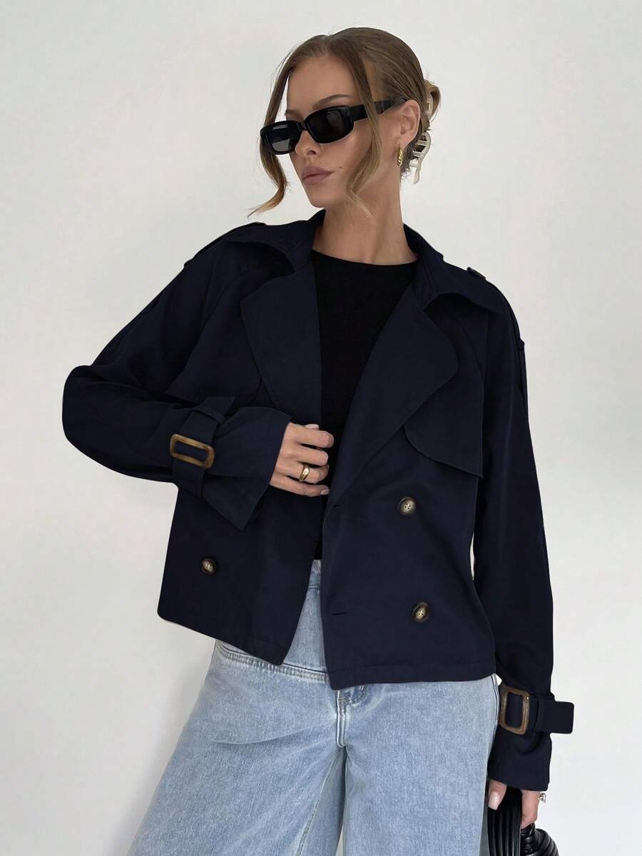 Women's casual double-breasted trench coat