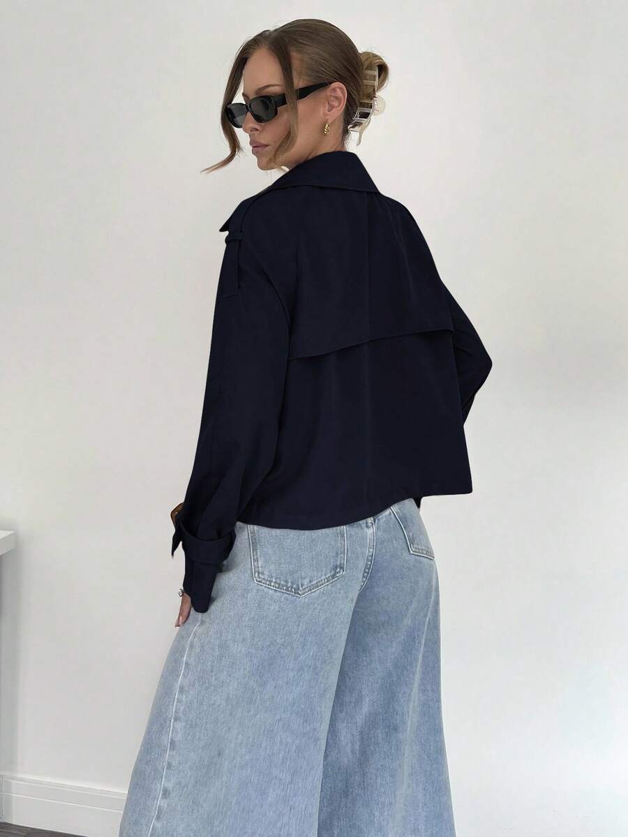 Women's casual double-breasted trench coat