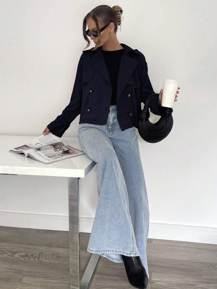 Women's casual double-breasted trench coat