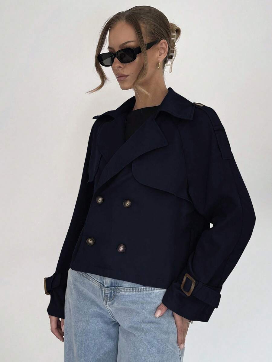 Women's casual double-breasted trench coat