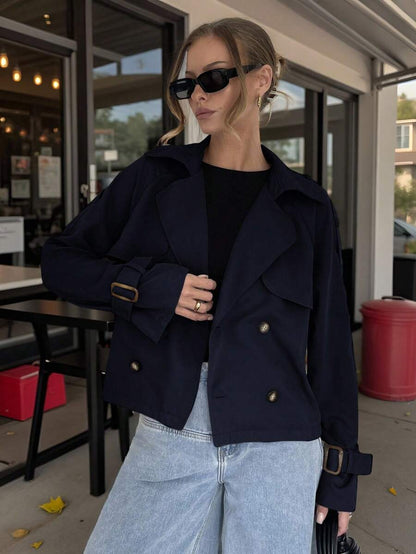 Women's casual double-breasted trench coat