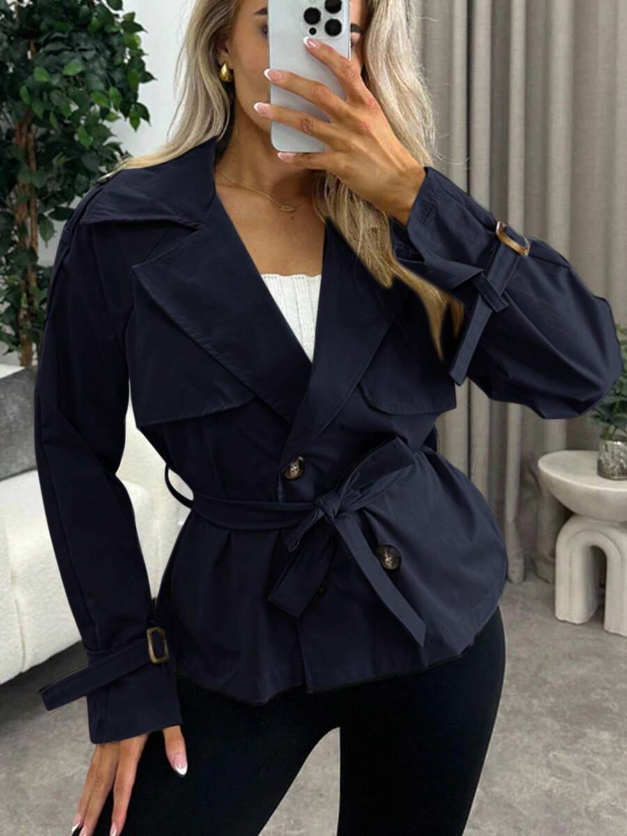 Women's casual double-breasted trench coat