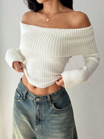 Women's Flannel Off Shoulder Crop Top