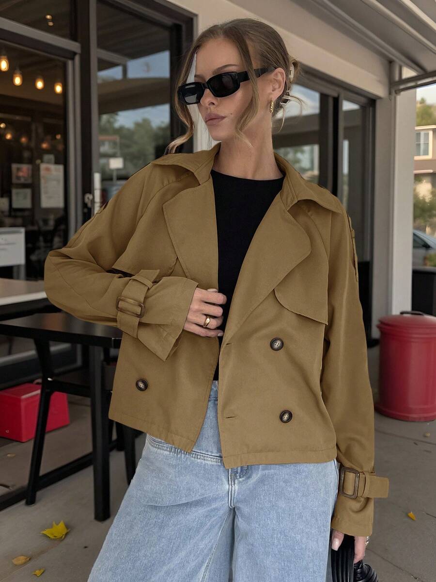 Women's casual double-breasted trench coat