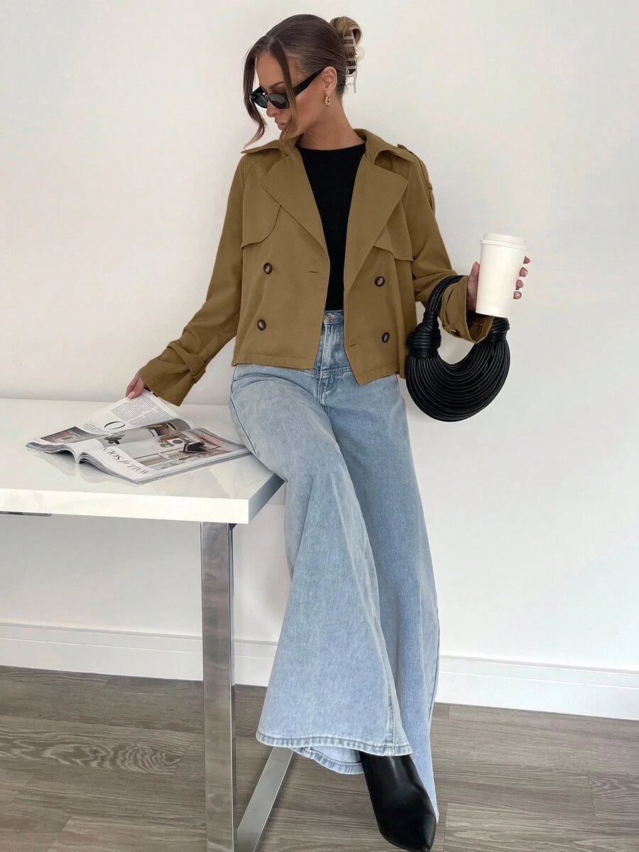 Women's casual double-breasted trench coat
