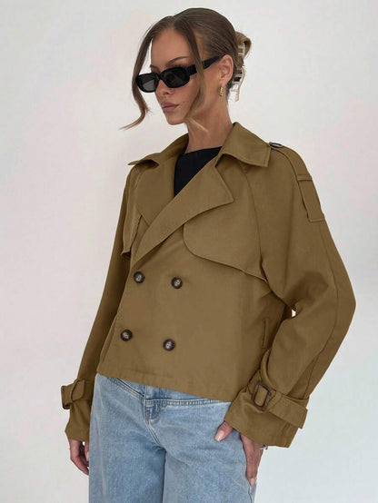 Women's casual double-breasted trench coat
