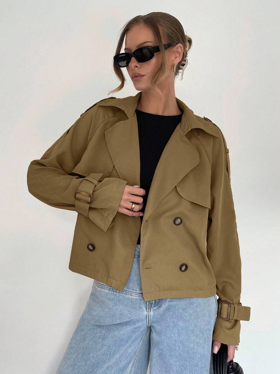 Women's casual double-breasted trench coat