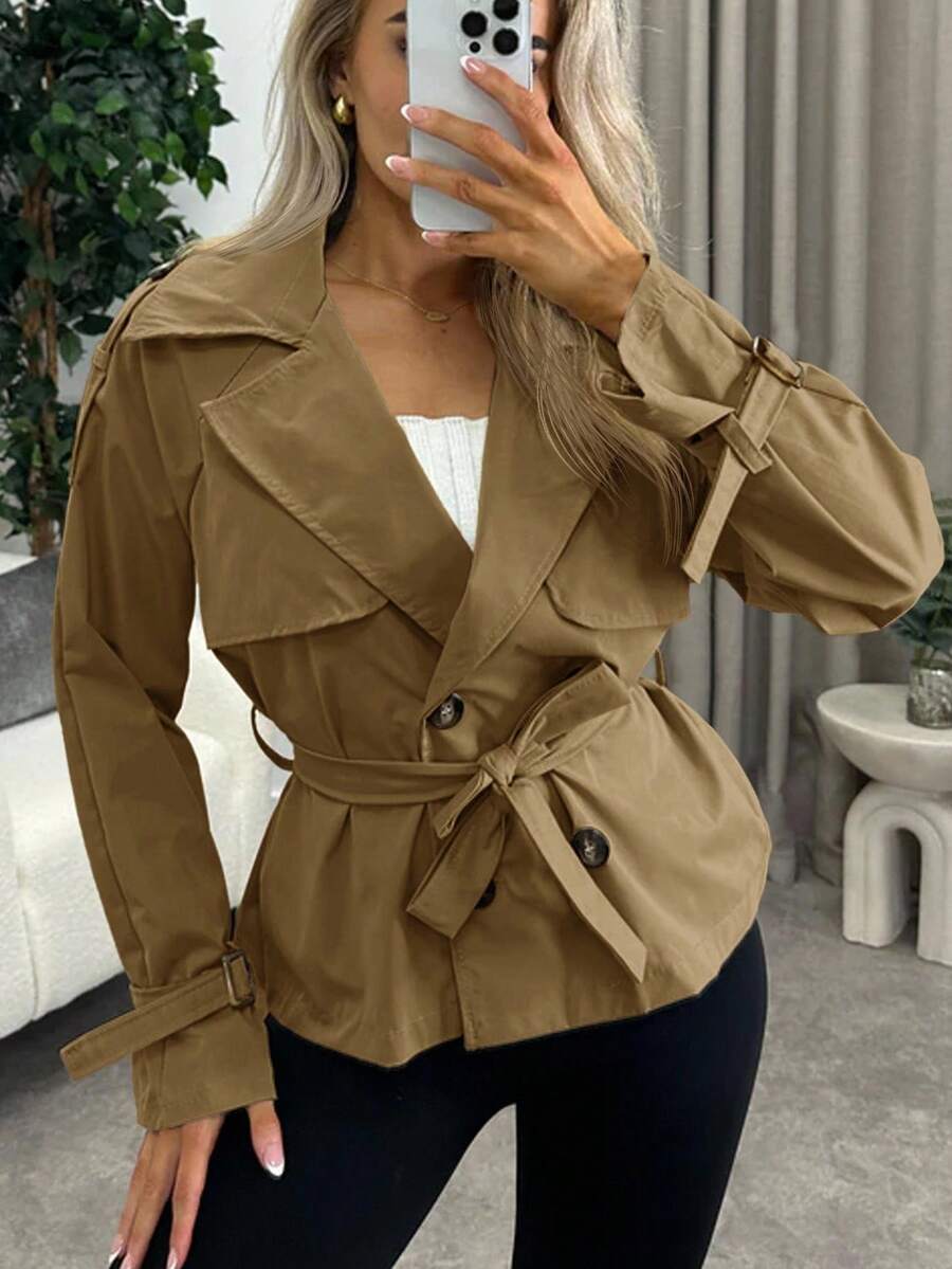 Women's casual double-breasted trench coat