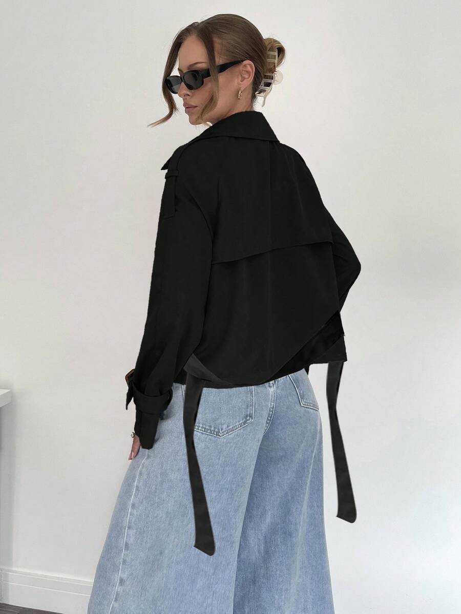 Women's casual double-breasted trench coat