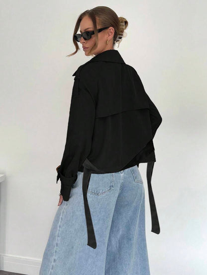 Women's casual double-breasted trench coat