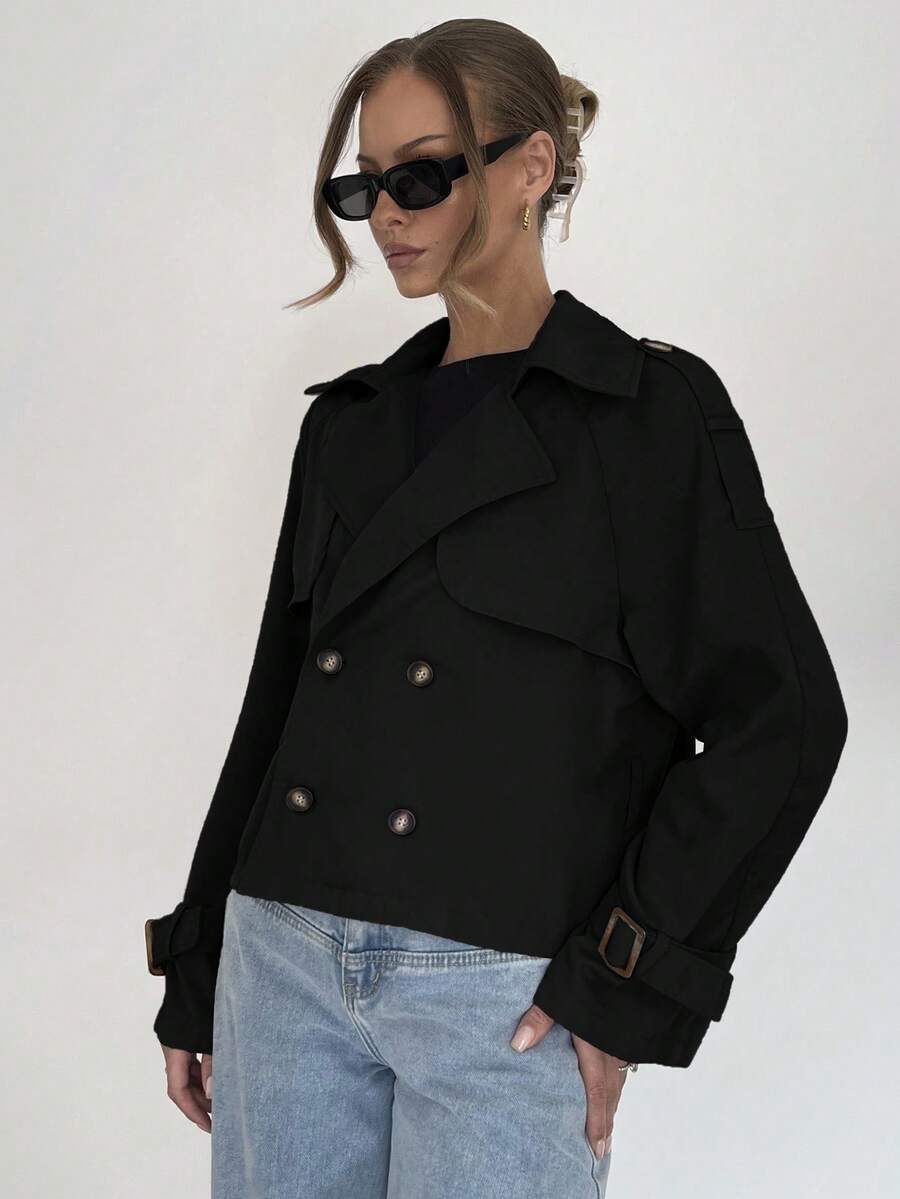 Women's casual double-breasted trench coat