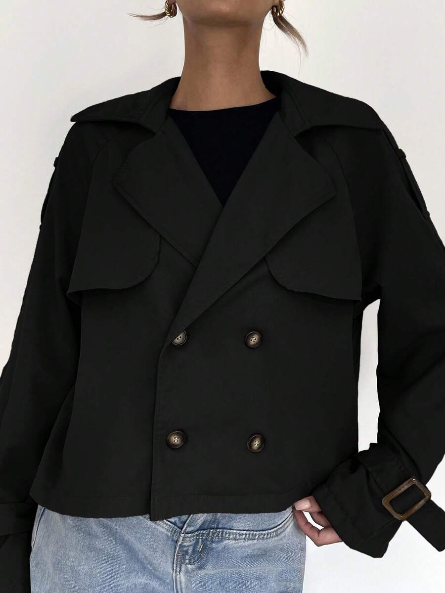 Women's casual double-breasted trench coat