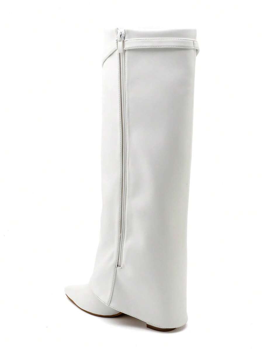 Elegant High Boots - Block Heel Made of Leather