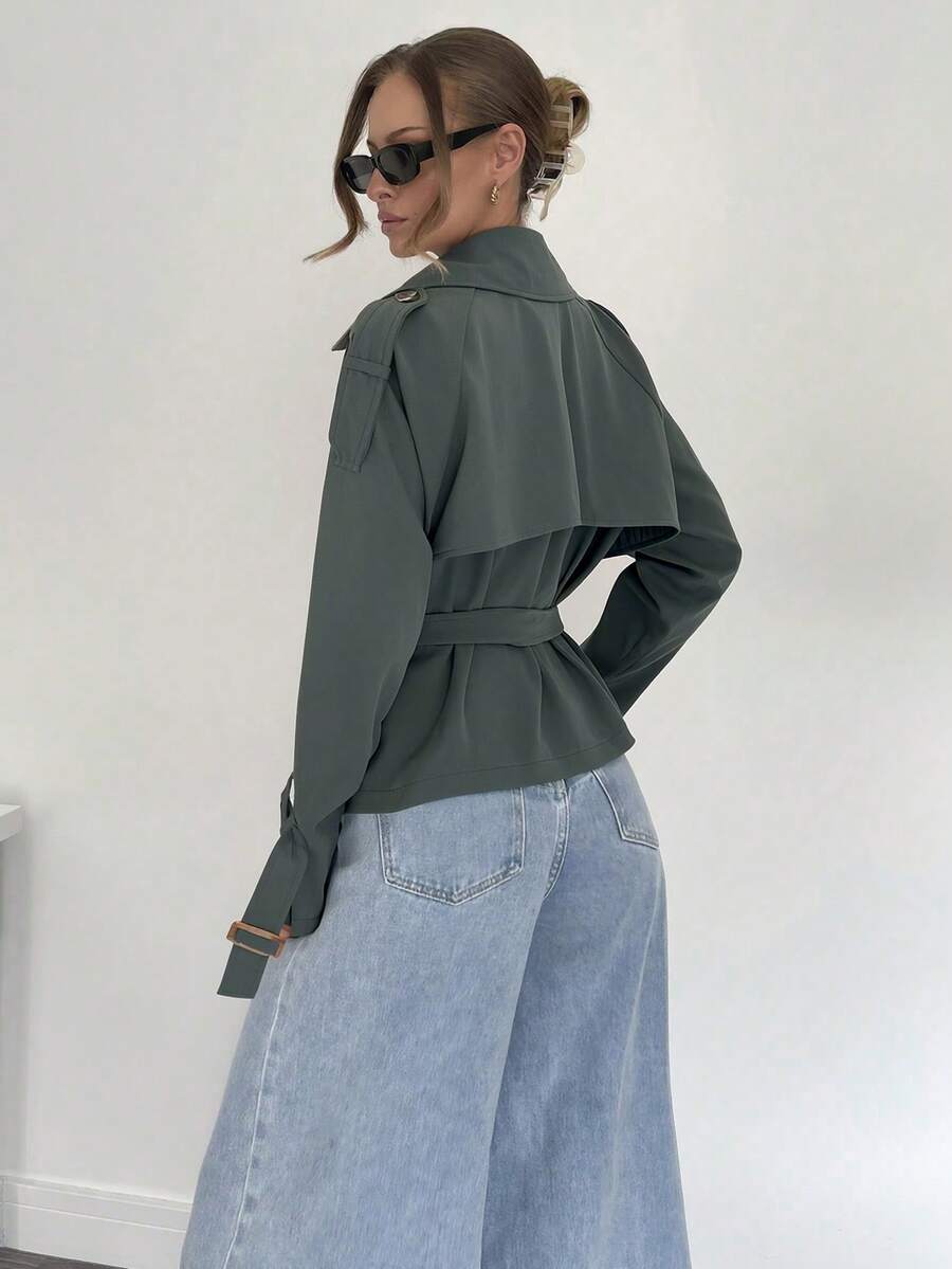 Women's casual double-breasted trench coat