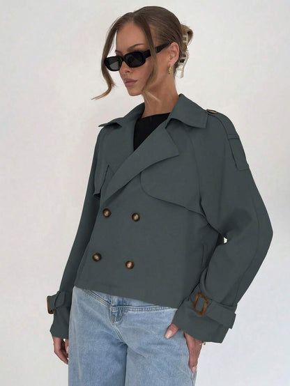 Women's casual double-breasted trench coat