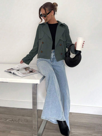 Women's casual double-breasted trench coat