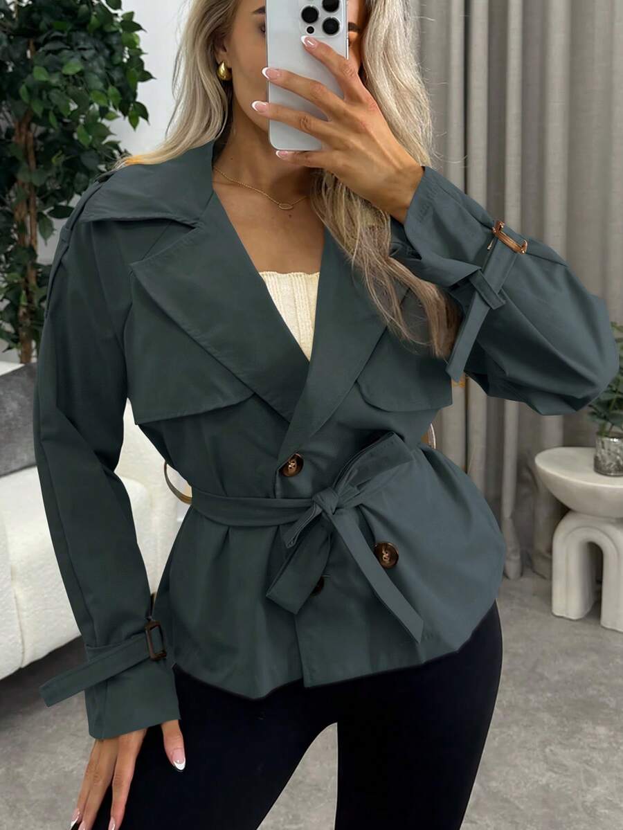 Women's casual double-breasted trench coat