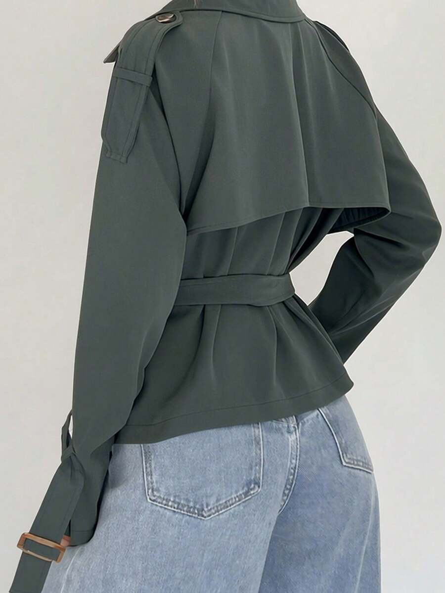 Women's casual double-breasted trench coat