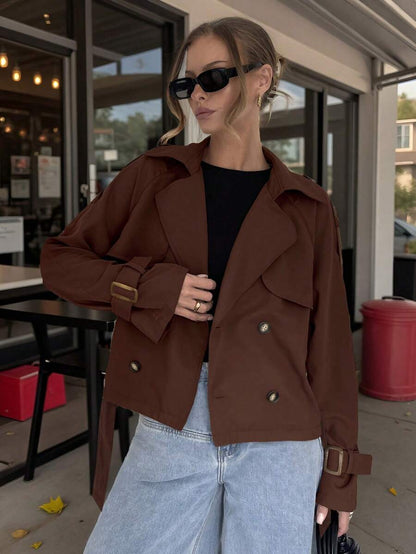 Women's casual double-breasted trench coat