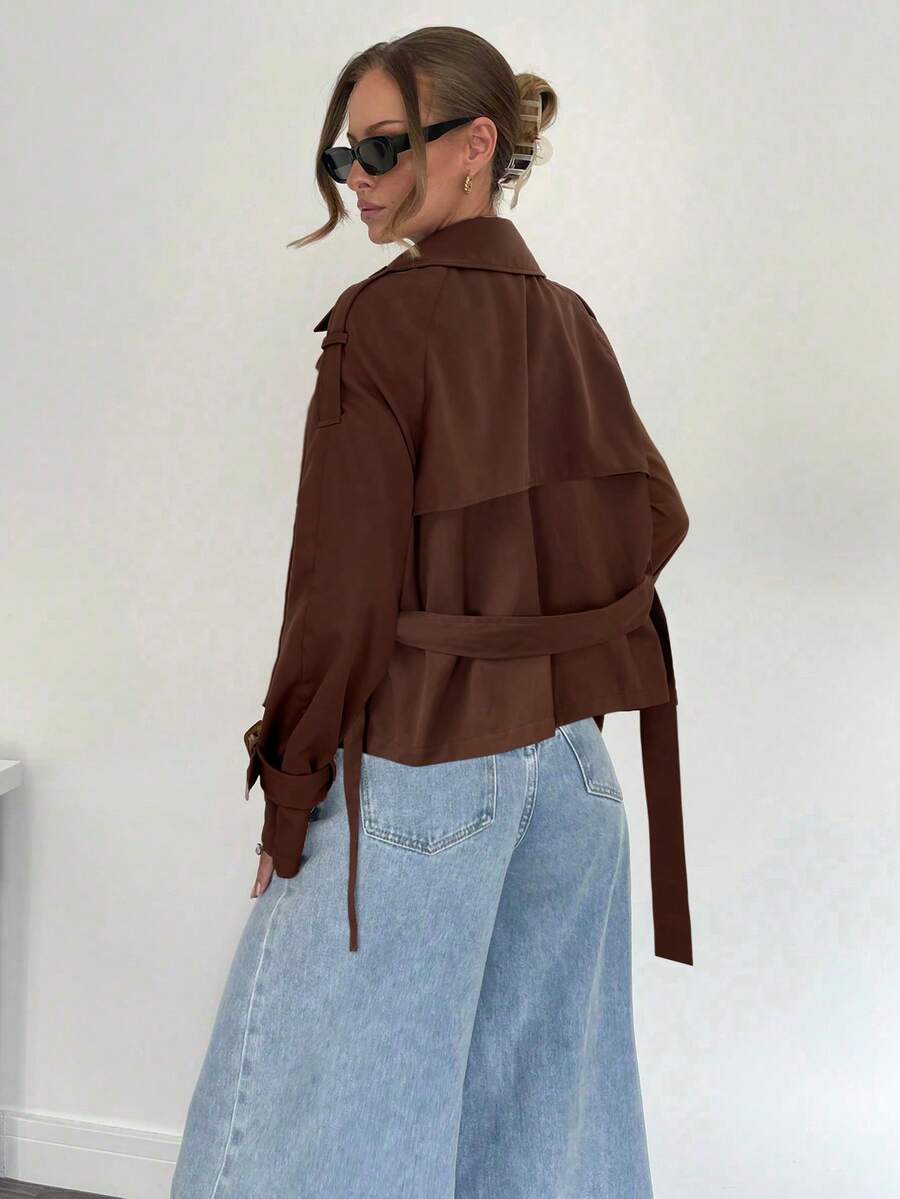 Women's casual double-breasted trench coat