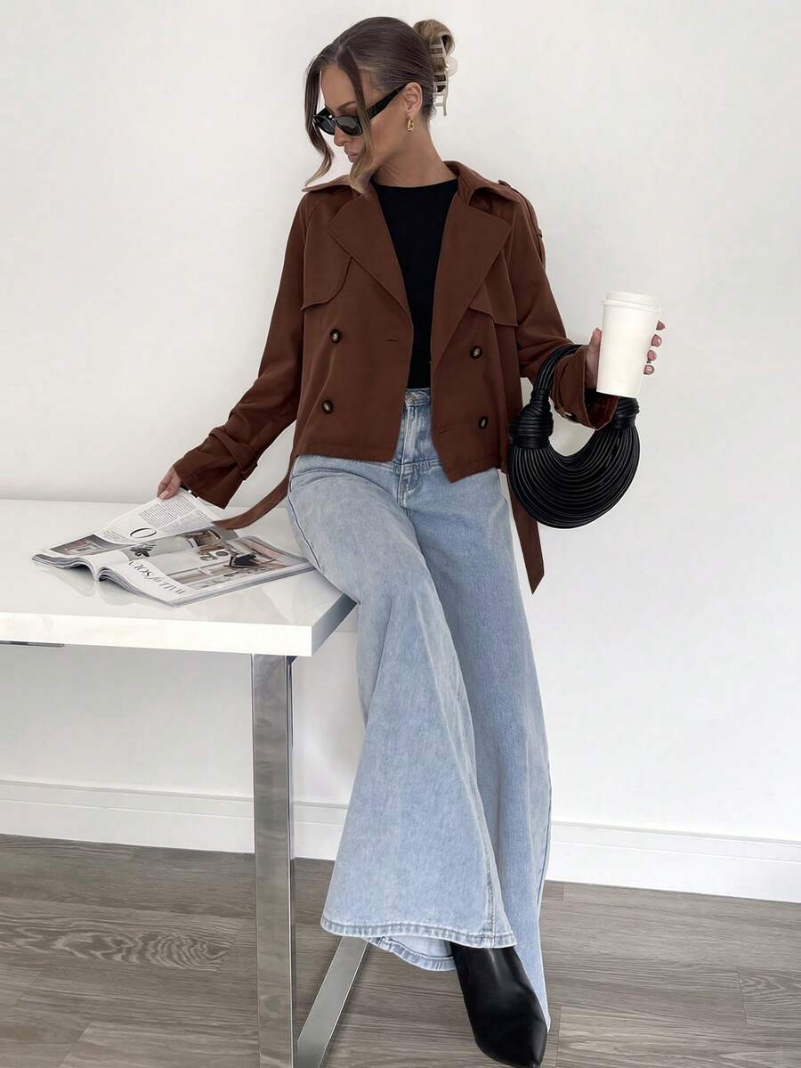 Women's casual double-breasted trench coat