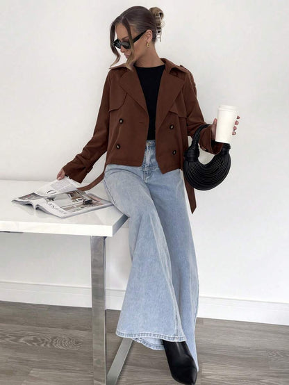 Women's casual double-breasted trench coat