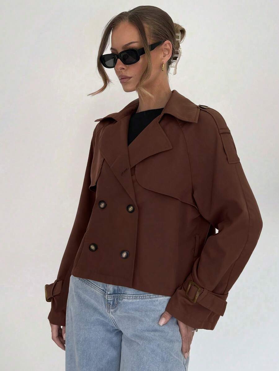 Women's casual double-breasted trench coat