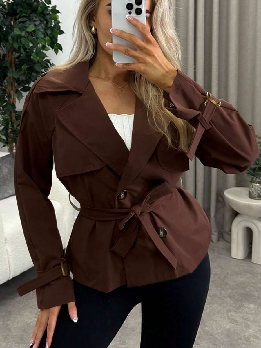 Women's casual double-breasted trench coat