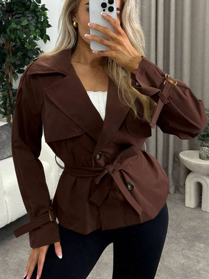 Women's casual double-breasted trench coat
