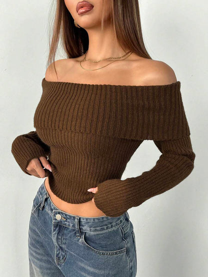 Women's Flannel Off Shoulder Crop Top