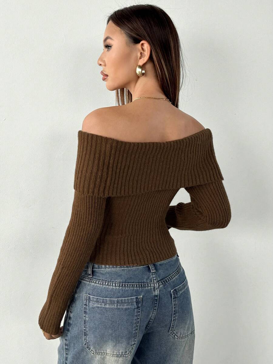 Women's Flannel Off Shoulder Crop Top