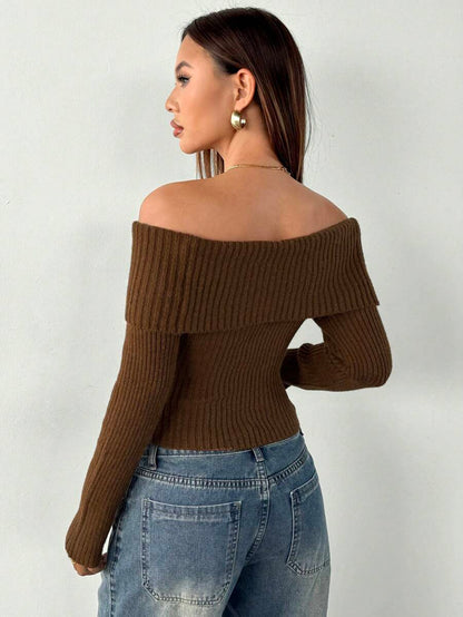 Women's Flannel Off Shoulder Crop Top