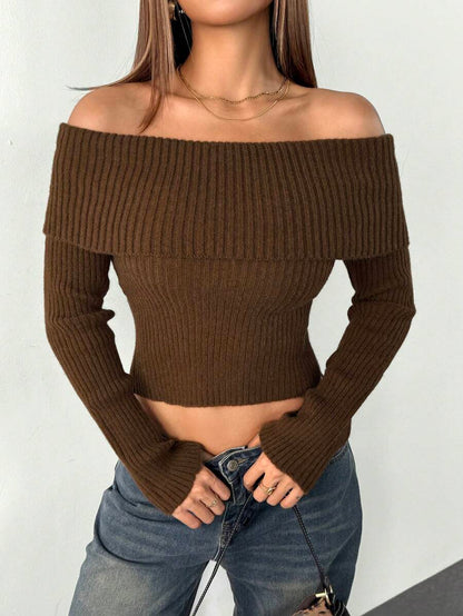 Women's Flannel Off Shoulder Crop Top