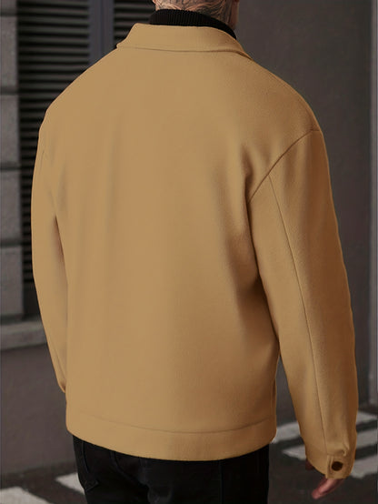 Casual Jacket - Men - Button Closure Jacket with Chest Pocket