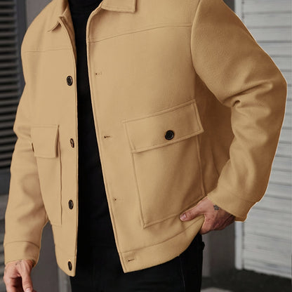 Casual Jacket - Men - Button Closure Jacket with Chest Pocket