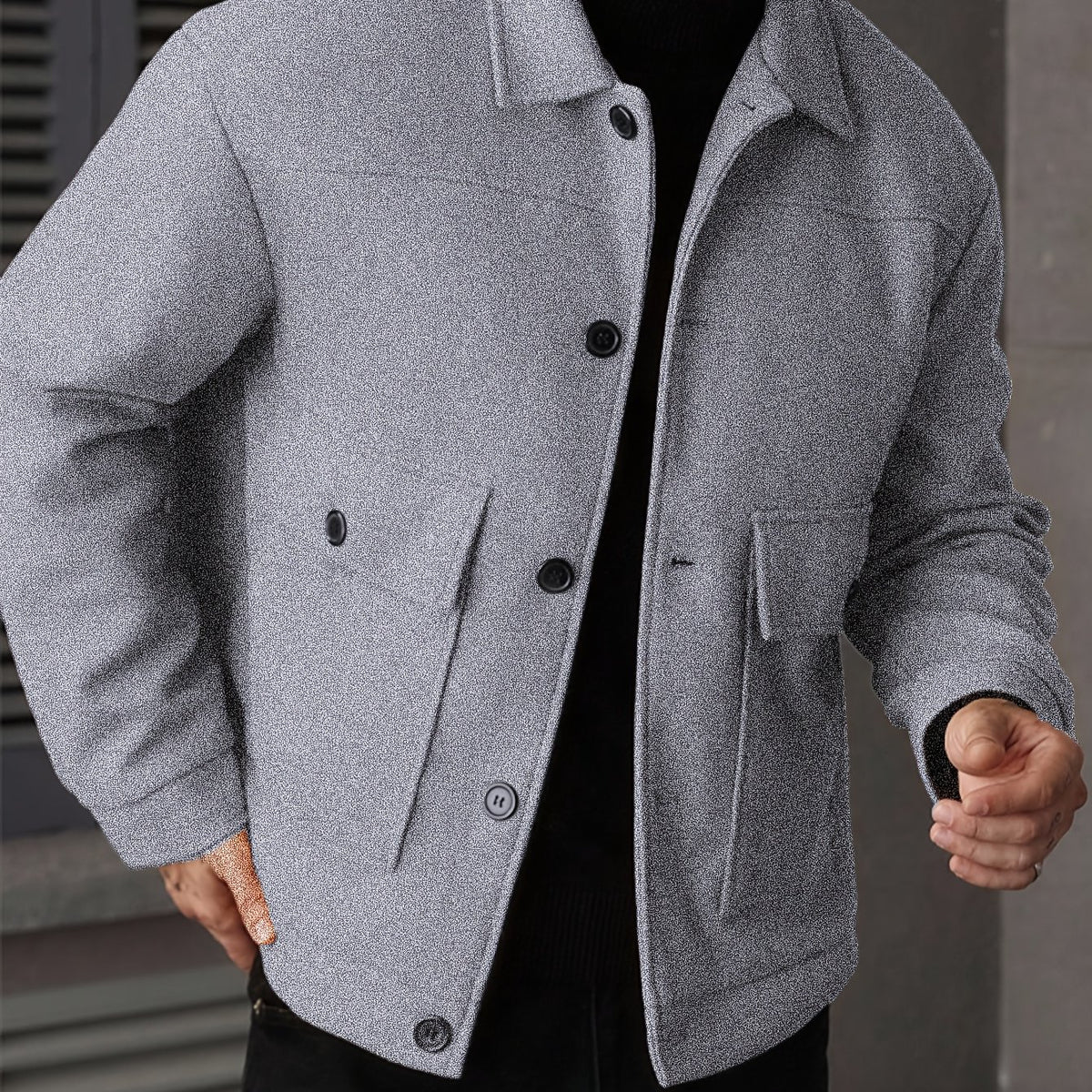 Casual Jacket - Men - Button Closure Jacket with Chest Pocket