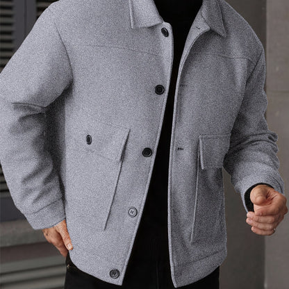 Casual Jacket - Men - Button Closure Jacket with Chest Pocket