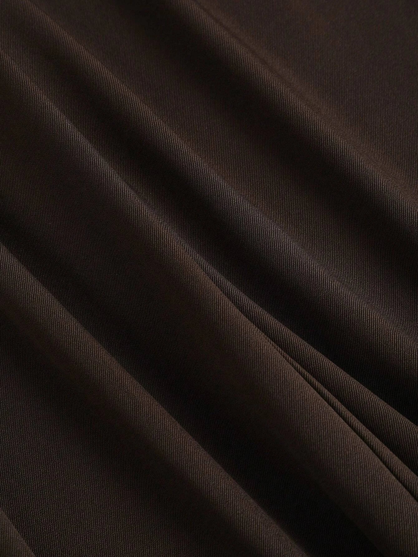 Women's Elegant Jacquard Pleating Wide-Leg Pants Office/Commuting Solid Color Loose Casual Suit Pants, Autumn/Winter