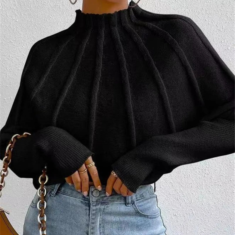 Women's Knitted Half-Height Collar Sweater