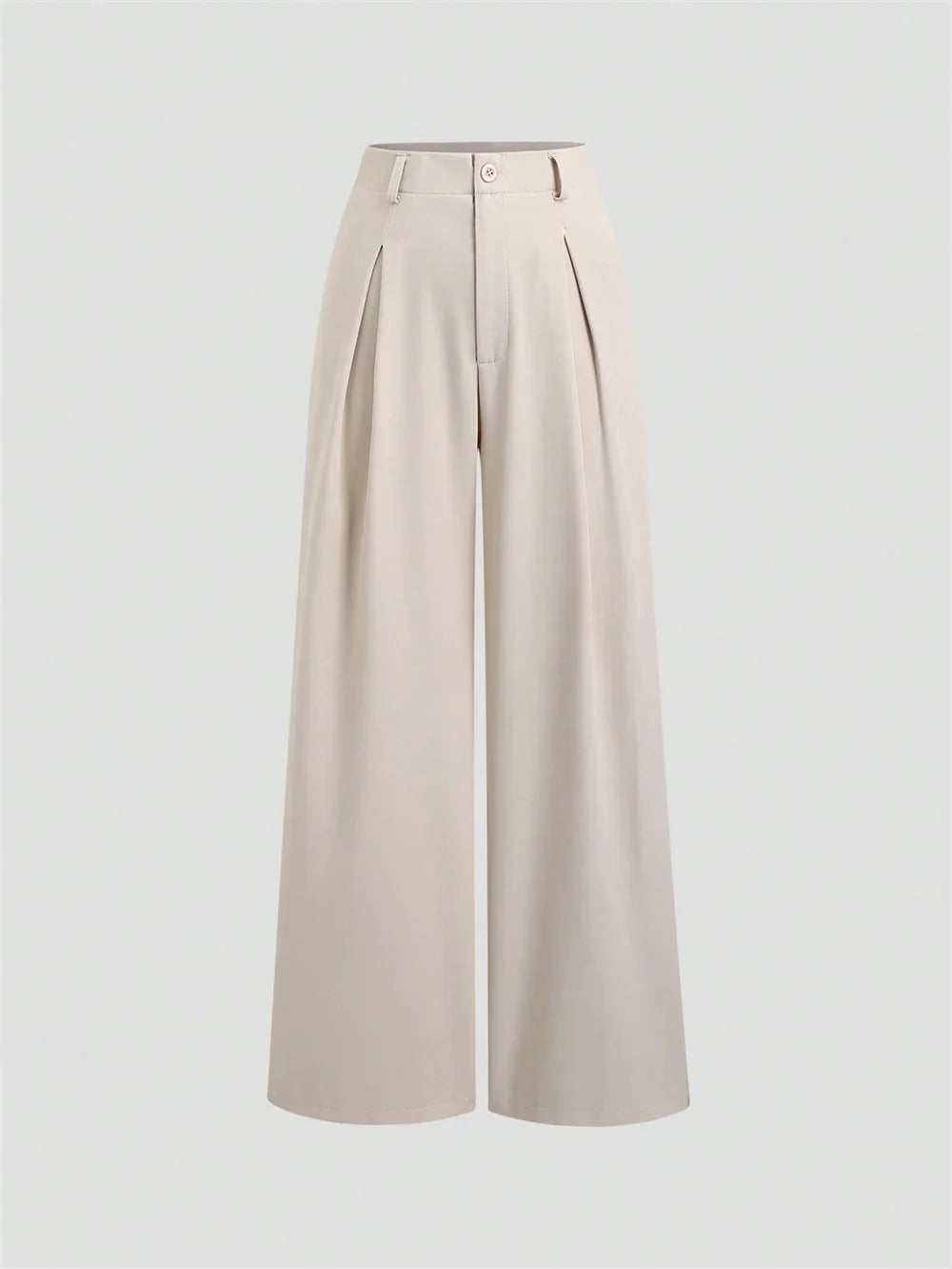 Women's Elegant Jacquard Pleating Wide-Leg Pants Office/Commuting Solid Color Loose Casual Suit Pants, Autumn/Winter
