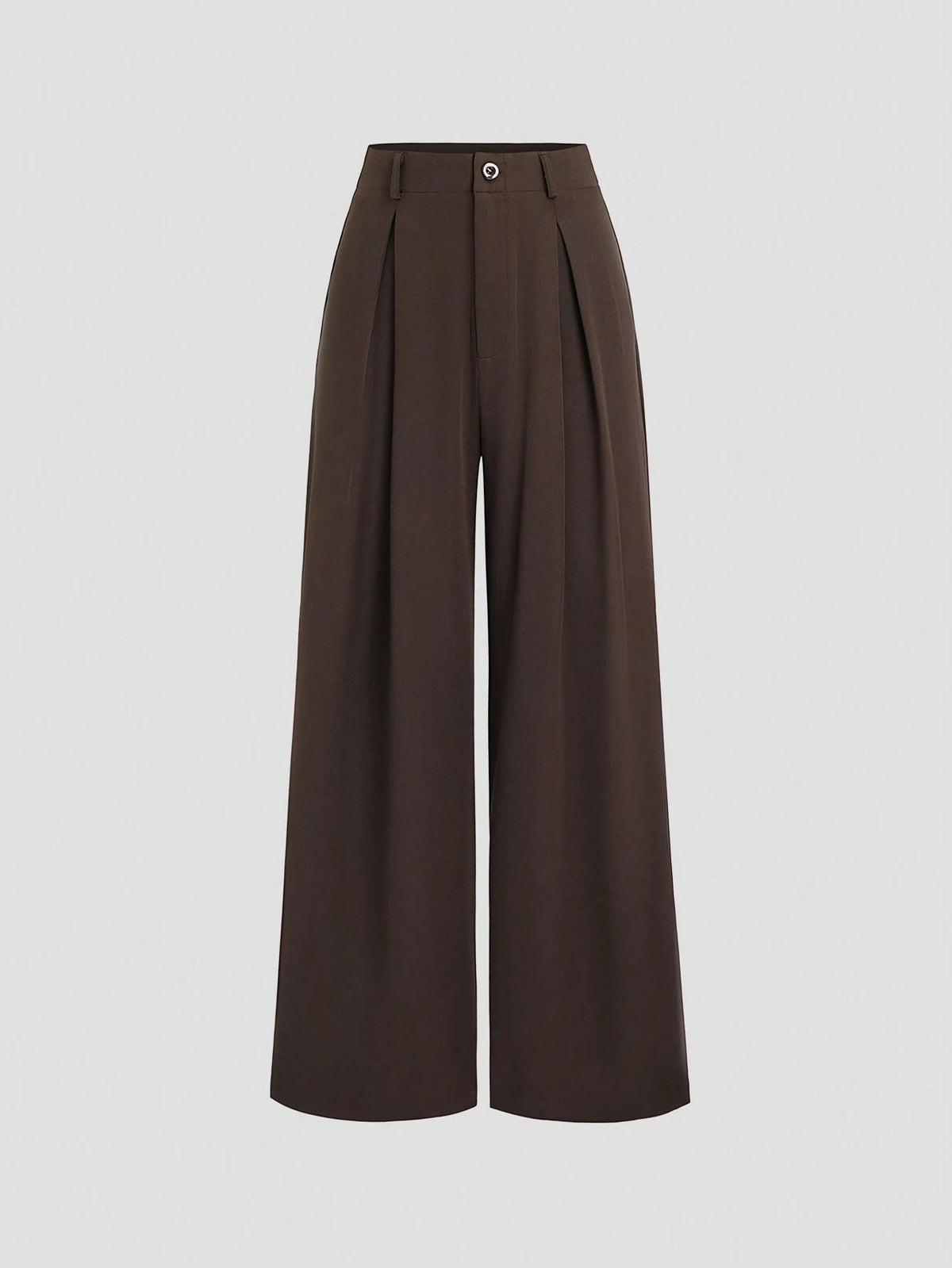Women's Elegant Jacquard Pleating Wide-Leg Pants Office/Commuting Solid Color Loose Casual Suit Pants, Autumn/Winter