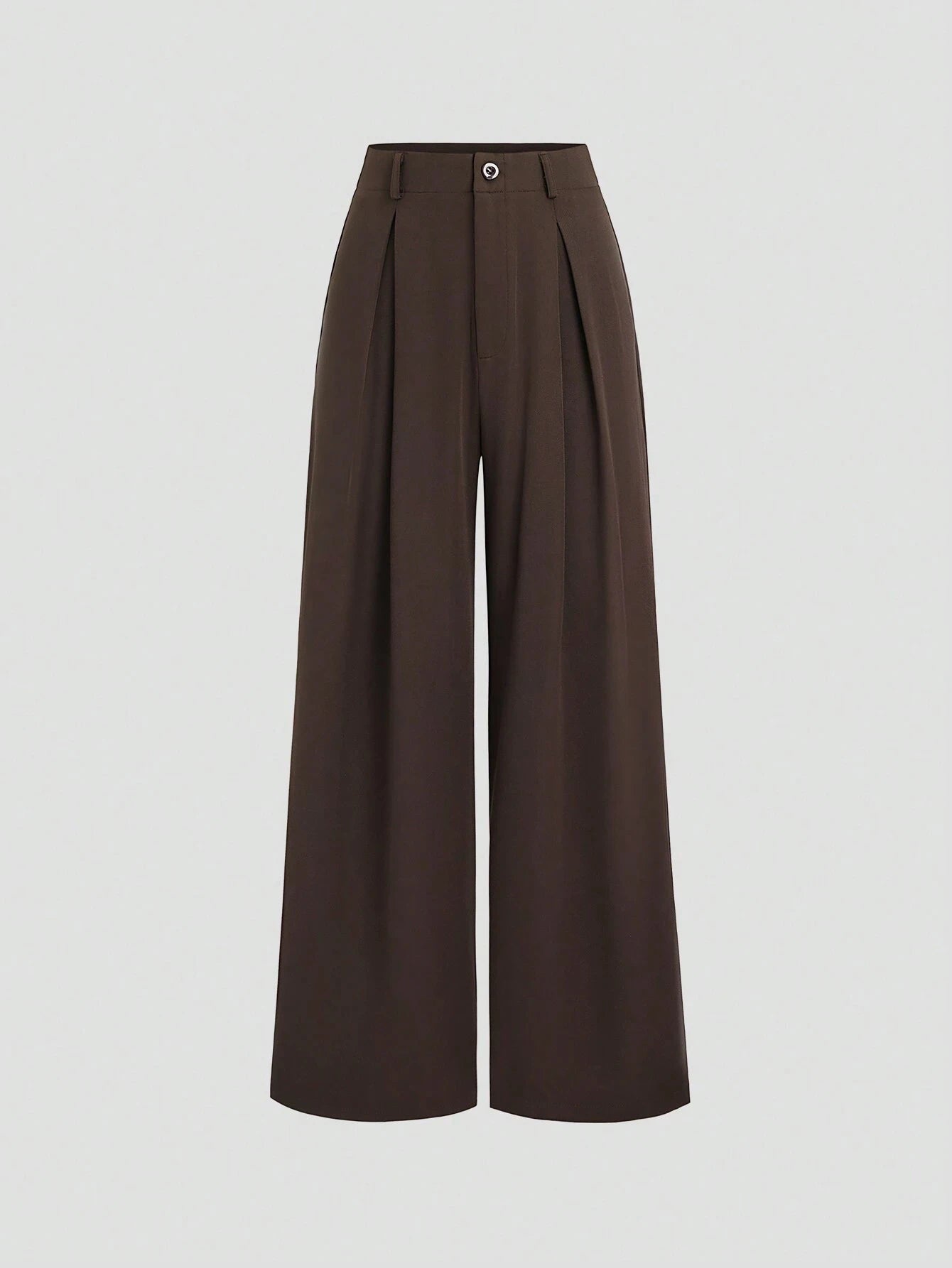 Women's Elegant Jacquard Pleating Wide-Leg Pants Office/Commuting Solid Color Loose Casual Suit Pants, Autumn/Winter