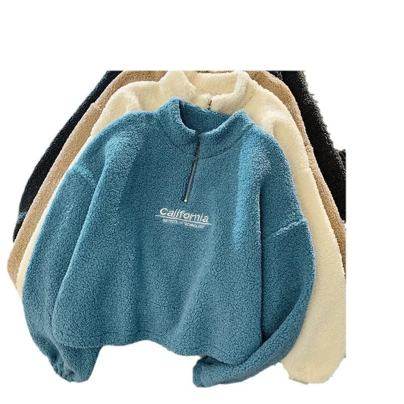 Lamb Velvet Zipper Hoodie Women